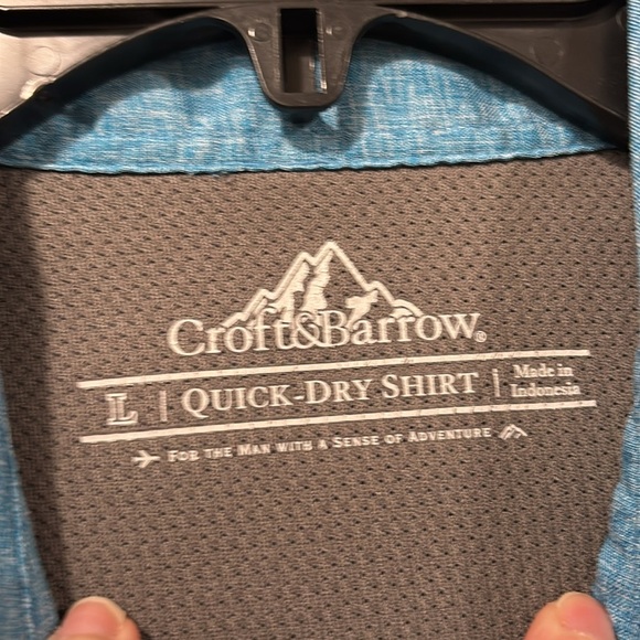 Croft and Barrow Quick Dry aqua blue button down size Large - Picture 4 of 6